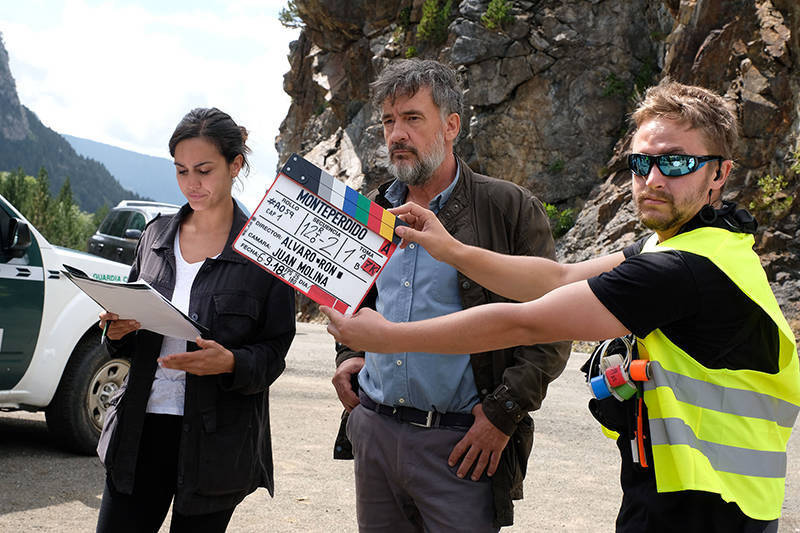 Un momento de la grabación de la serie La caza. Monteperdido